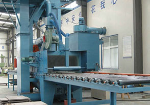 浙江豐輝機(jī)械通過(guò)式石材拋丸機(jī)作業(yè)現(xiàn)場(chǎng)